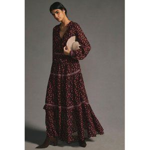 Temperley London x Anthropologie Smocked Maxi Dress, Star Print Long Sleeve